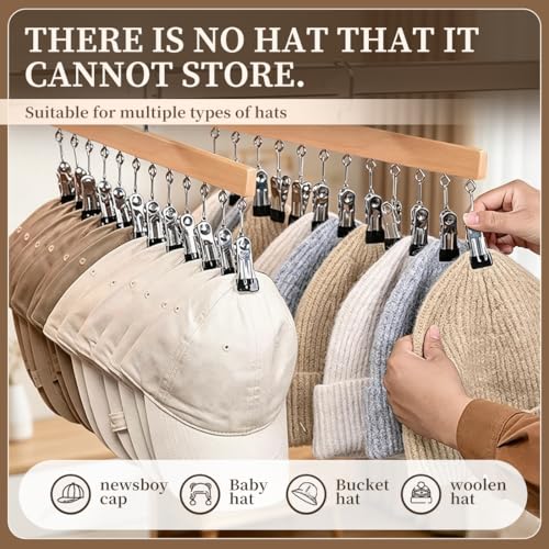 2 Pack Wooden Pants Hangers with 12 Clips, Space Saving Hanging Closet Organizer, Multi-Purpose Hanger for Leggings, Socks, Underwear, Bras, Towels, Closet Storage Solution (Natural) - color: Natural