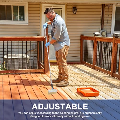 Deck Stain Brush with 67'' Long Handle, 8-Section Adjustable Extension Pole - style: 1pcs