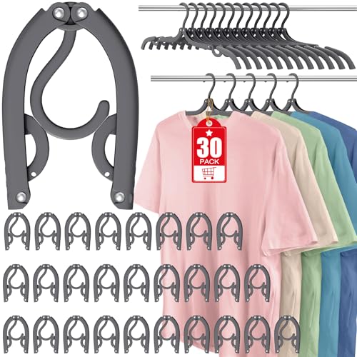 30Pcs Foldable Travel Hangers Cruise Essentials Travel Essential Phone Size - color: Dark Grey, size: 30 Pack