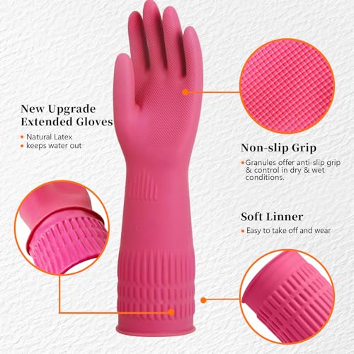 Rubber Gloves for Cleaning – 3 Pairs Reusable Gloves for Dishwashing, Kitchen and Household Tasks, 15-Inch Long (Regular Style, Medium (Fits Small Hands)) - size: Medium (Fits Small Hands), style: Regular Style