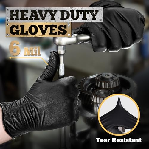TitanFlex Heavy Duty Black Nitrile Gloves, 6 Mil, Fully Textured, Mechanic Disposable Gloves, Latex Free, Powder Free - color: Black (100ct), size: Medium