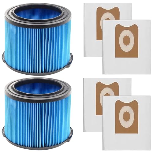 VF3500 Replacement Filter for Rigid 3-4.5 Gallon Wet Dry Vacuums + 4 Pack VF3501 Filter Bags Compatible with 3-4.5 Gallon Wet Dry Vacuums (2 Pack Filters 4 VF3501 Bags) - size: 2 Pack VF3500 + 4 VF3501 Bags