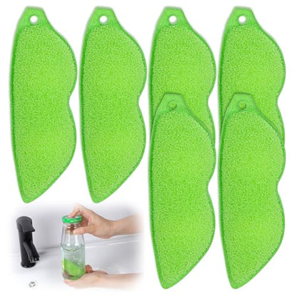 6 Pcs Bottle Cleaning Beans, Magic Beans Bottle Cleaner, Sponge Reusable Bean Shape Heat Resistance Pod Sponges with Ceramic Balls Green Shaped Internal Tools of Small Mouth