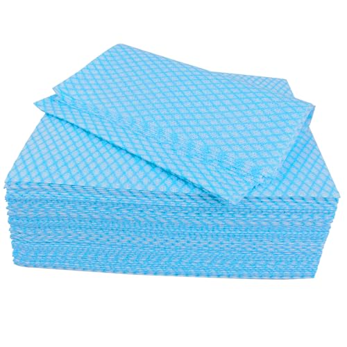 Disposable Dish Cloths, Large Reusable Cleaning Towels, Blue 50Pcs 15.8x13"