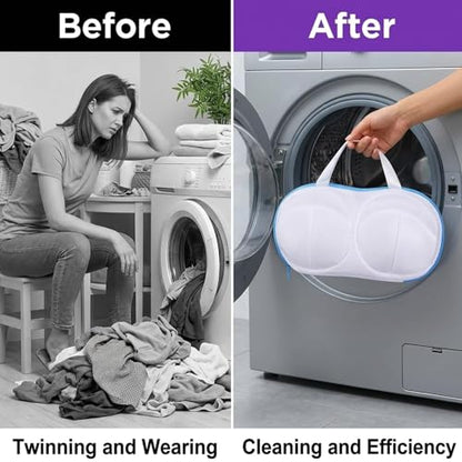 Set of 6 Reusable Laundry Bags Made of Mesh and Polyester,Bra Washer Protector for Laundry, Bra Bags for Laundry with Zipper Closure, Mesh Wash Bags for Delicate Lingerie and Underwire Bras