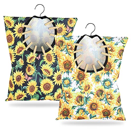 2 Pcs Sunflower Clothes Pin Bag Clothespin Bag Holder Clothespin Holder 15 X 11 Inch Clothes Pin Hanging Bag Clothespin Bag for Clothesline Outdoor Outside Wardrobe and Laundry Room - color: Sunflower