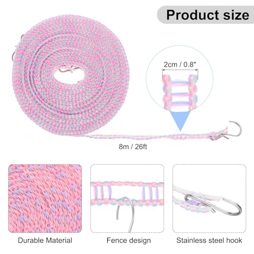 uxcell 2pcs Windproof Clothesline, 8M 26ft Plastic Non-Slip Clothes Drying Rope Portable Travel Clothesline for Courtyard Outdoor Laundry Camping, Purple - color: Purple, size: 26.2ft