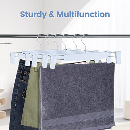 10 Pack Pants Hangers with Adjustable Non-Slip Clips Anti-Rust Hanging Hook for Trouser,Skirts,Jeans,Clothes Hangers Blue - color: Blue, size: 10 Pack