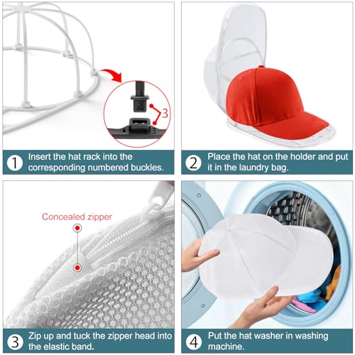Eiito Hat Washer Cage, Hat Washer for Washing Machine/Dishwasher with Mesh - color: 1Pack white with mesh