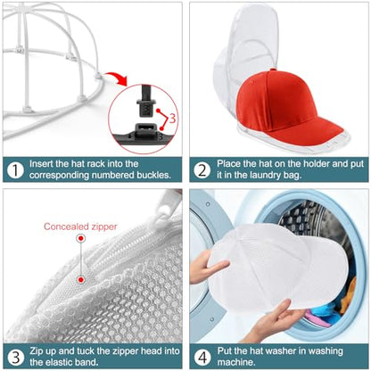 Eiito Hat Washer Cage, Hat Washer for Washing Machine/Dishwasher with Mesh - color: 1Pack white with mesh