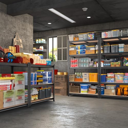 REIBII 2400LBS Garage Shelving,36" Wx16" Dx72" H Shelves for Basement - color: Black