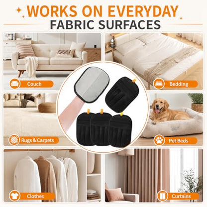 4PCS Pet Hair Removal Gloves for Dogs and Cats, Reusable Pet Hair Remover for Couch, Clothes, Carpet and Car Seats, Washable Electrostatic Grooming Gloves for Pet Shedding Hair - color: black 4pcs