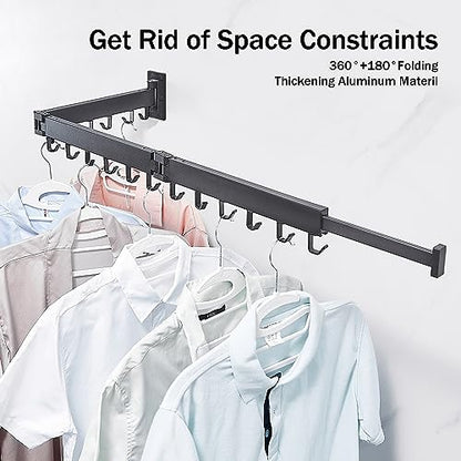 ZdwCyl Clothes Drying Rack,Laundry Drying Rack Wall Mount, Space Saver Clothes Rack,Retractable,Collapsible(Tri-Fold), for Balcony,Laundry,Bathroom, Dark Grey Color,3z-g02 - style: Gray-Basic