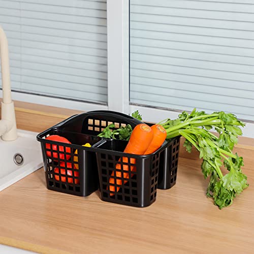 Portable Shower Caddy Basket Plastic Storage Basket with Compartments Black - color: Black
