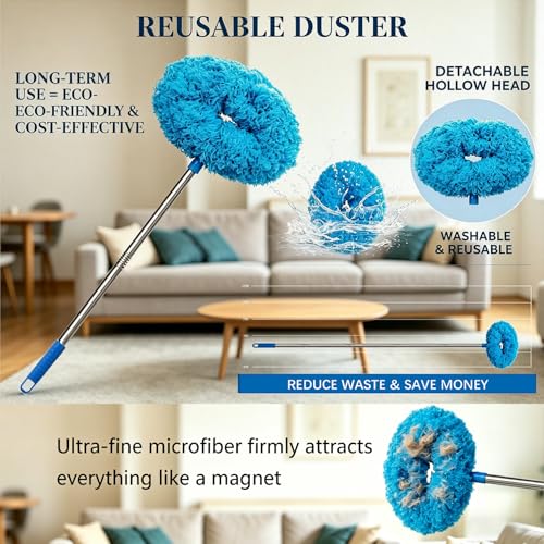 Ceiling Fan Cleaner Duster 64.15" Adjustable Washable Reusable Microfiber