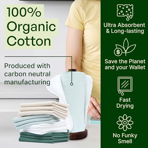 mioeco 24 Pack Reusable Kitchen Paper Towels, Organic Multicolor Cloths - size: 24 Pack Natural Calm