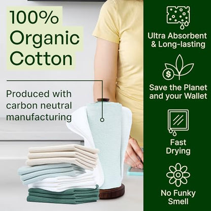 mioeco 24 Pack Reusable Kitchen Paper Towels, Organic Multicolor Cloths - size: 24 Pack Natural Calm