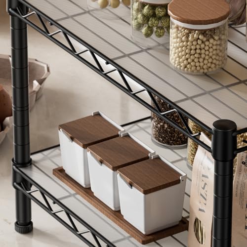 SINGAYE Small Shelves Kitchen Storage Shelf Wire Shelving Metal Adjustable - color: Black, size: 2 Tier 11.6"Dx17.6"Wx12"H