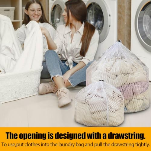 4 pcs Commercial Mesh Laundry Bag - Sturdy Mesh Material with Drawstring Closure. Ideal Machine Washable Laundry Bag for Factories, College, Dorm and Apartment Dwellers(4Set-M,L,XL,XXL) - size: 4pcs-M,L,XL,XXL