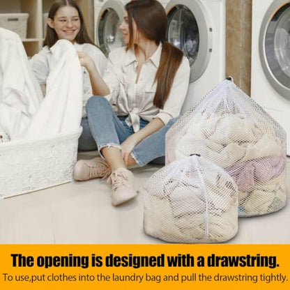 4 pcs Commercial Mesh Laundry Bag - Sturdy Mesh Material with Drawstring Closure. Ideal Machine Washable Laundry Bag for Factories, College, Dorm and Apartment Dwellers(4Set-M,L,XL,XXL) - size: 4pcs-M,L,XL,XXL