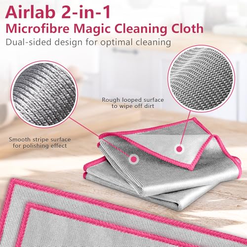 Airlab Glass Polishing Streak Free Miracle Cleaning Cloth, Sliver-Pink - color: Sliver-pink