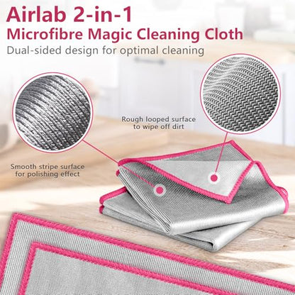 Airlab Glass Polishing Streak Free Miracle Cleaning Cloth, Sliver-Pink - color: Sliver-pink