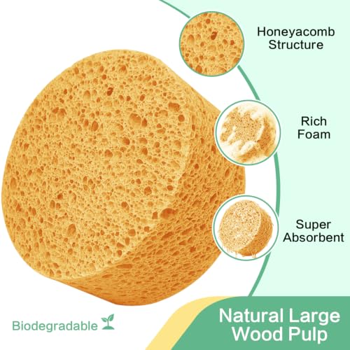 7-Pack Large Sponge, Kitchen Sponges, Handy Sponges, Cellulose Sponges, Dish Washing Sponge, Natural Sponge, Car Washing Sponge, Eco Friendly Sponge (Round, 4" X 4" X 2"), Mixed - color: B-mixed 7 Pack