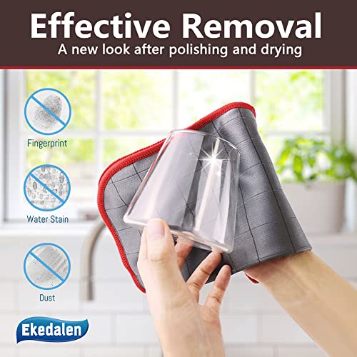 Ekedalen Microfiber Cleaning Cloth Lint Free Glass Polish, Grey-Red - color: Grey-red