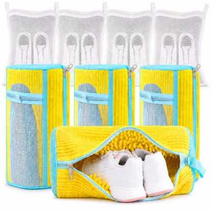 8-Piece Shoe Washing Machine Bag & Dryer Bag for Shoes 4x Each - 360° Thick Protection, Highly Durable Mesh Sneaker Washer w/Zipper Lock – Deep Cleaning Sneaker Laundry Bag for Spotless Shoes - color: Yellow 8pcs