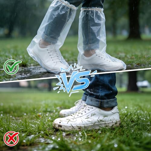 20Pcs(10 pairs) Thickened Waterproof Shoe Covers for Rain, Clear Rain Shoe Covers, One Size Fits Most - color: Clear, size: 10P L Adults