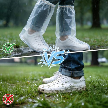 20Pcs(10 pairs) Thickened Waterproof Shoe Covers for Rain, Clear Rain Shoe Covers, One Size Fits Most - color: Clear, size: 10P L Adults