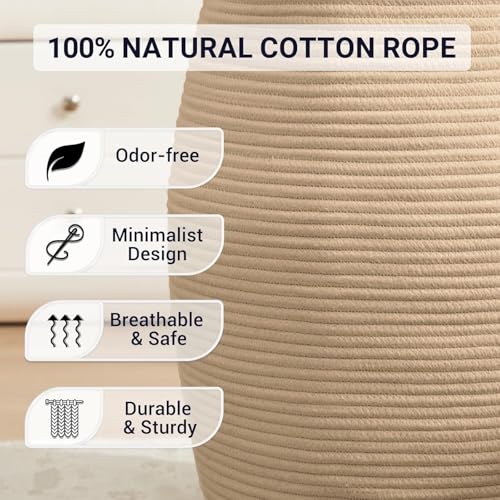 Extra Large Laundry Hamper Basket 105L Woven Blanket Basket, Jute Brown - color: Jute Brown, size: 105L