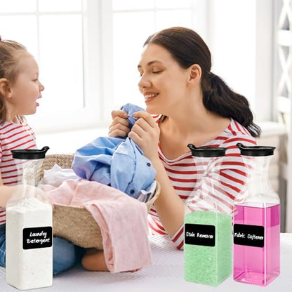 6 Pack Laundry Detergent Dispenser, 54oz Plastic Fabric Softener Dispenser for Powder & Bleach, Liquid Laundry Detergent Container, Clear