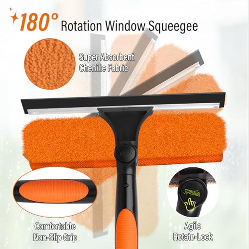 30FT High Window Cleaning Kit with Pole,Professional Window Clean Pole Kit - color: 10.65in Squeegee, size: 24FT(Reach 30ft)