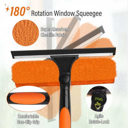 30FT High Window Cleaning Kit with Pole,Professional Window Clean Pole Kit - color: 10.65in Squeegee, size: 24FT(Reach 30ft)
