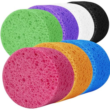 7-Pack Large Sponge, Kitchen Sponges, Handy Sponges, Cellulose Sponges, Dish Washing Sponge, Natural Sponge, Car Washing Sponge, Eco Friendly Sponge (Round, 4" X 4" X 2"), Mixed - color: B-mixed 7 Pack