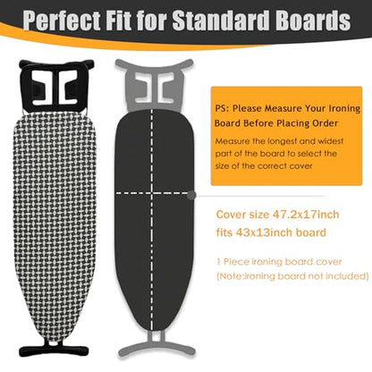 Ironing Board Cover and Pad,13x43In Sewn-in Thick Feltpads - color: 13x43in-white Diamond Grid