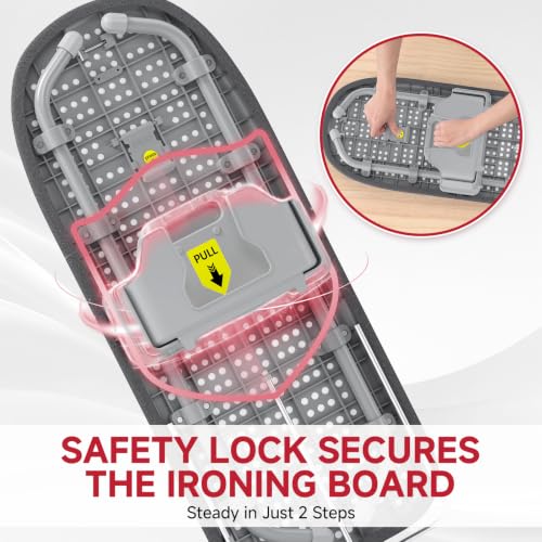 APEXCHASER Small Ironing Board, Iron Board with Iron Rest & Holder, Black - color: Black