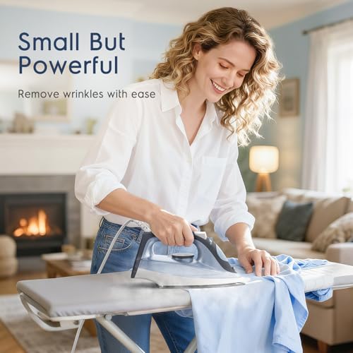 BEAUTURAL Compact Steam Iron for Clothes with Non-Stick Soleplate, Blue