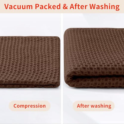 Homaxy 100% Cotton Waffle Weave Kitchen Dish Cloths 18-Pack, Coffee - color: Coffee, size: 12 X 12 - 18 Pack
