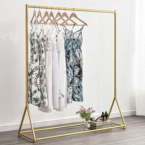 Gold Pipe Clothing Racks Freestanding, Modern Metal Clothes Rack Heavy Duty, Easy Assemble Clothing Rack for Hanging Boutiques and Bedroom 59" L - size: 59"L-Gold