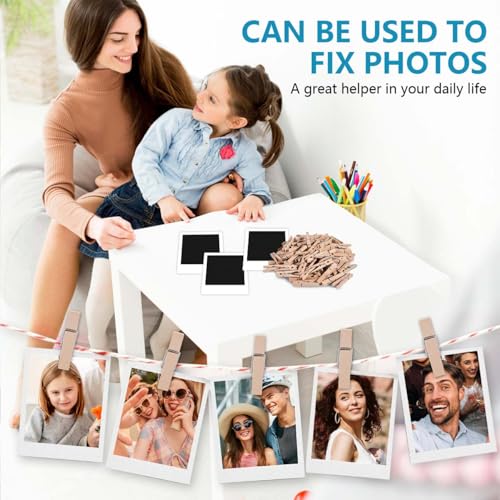 SenseYo 120 Pcs Mini ClothesPins for Photo 1.9 Inch Small Wooden Clips Clothes Pins Multi-Purpose for Pictures DIY Crafts Art Decorations