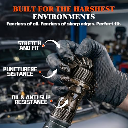ANBOSON 10 Mil Heavy Duty Mechanic Nitrile Gloves, XLarge Black 100 Count - color: Black-100, size: X-Large