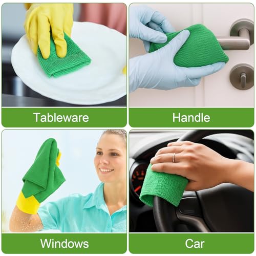 Nuenen Car Microfiber Clean Cloths, Green, 16 x 16 Inch, 60 Pcs - color: Green, size: 16 x 16 inches