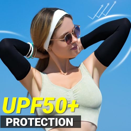 PFFY UV Protection Cooling Arm Sleeves for Men and Women UPF 50 Sun Sleeve - color: 6 Pairs - 2 Black+2 Dark Gray+2 Blue