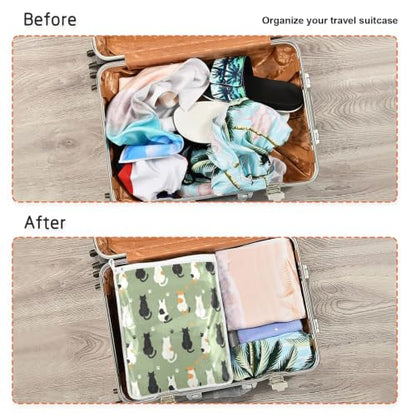 Mesh Laundry Bags Lingerie Bags for Washing Delicates 2 PCS Wash Bag with Zipper Small and Medium Washable Cats Green - color: Cats Green