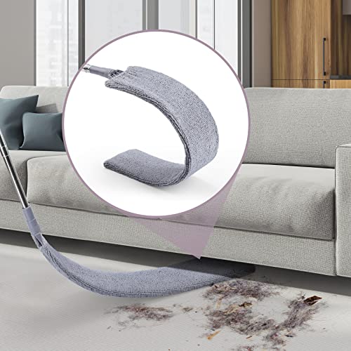 Retractable Gap Dust Cleaner, 3 Microfiber Cloths, 30-100 Inch Handle, Gray - color: Gray