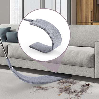 Retractable Gap Dust Cleaner, 3 Microfiber Cloths, 30-100 Inch Handle, Gray - color: Gray
