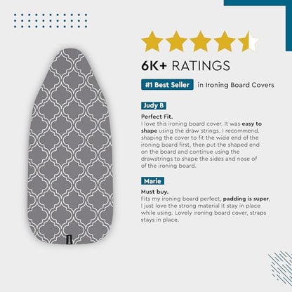 Encasa XO Ironing Board Cover and Pad 54"x15" Large, Thick Felt - color: Black Arrow, size: Large (54"x15")