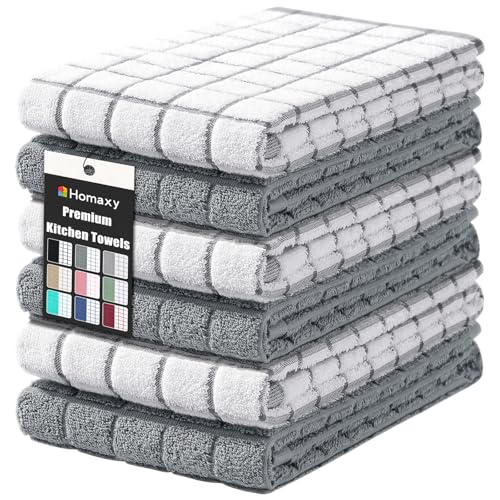 Homaxy Large Premium Cotton Kitchen Towels 16"x 28", 6 Pack, Grey - color: Grey, size: 16" X 28" - 6 Pack